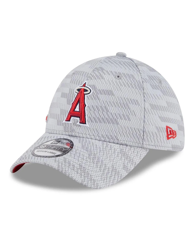New Era Men's Gray Los Angeles Angels 2025 Mlb Clubhouse 39THIRTY Flex Hat