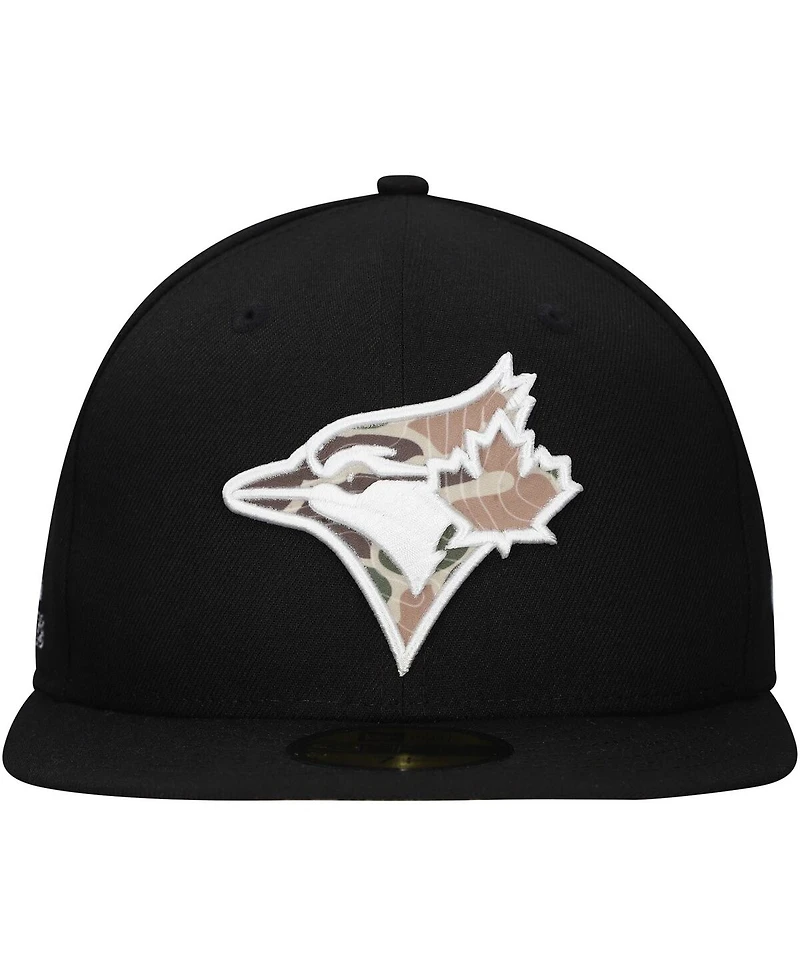 New Era Men's Black Toronto Blue Jays Troop Chant Camo Undervisor 59FIFTY Fitted Hat