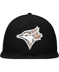 New Era Men's Black Toronto Blue Jays Troop Chant Camo Undervisor 59FIFTY Fitted Hat