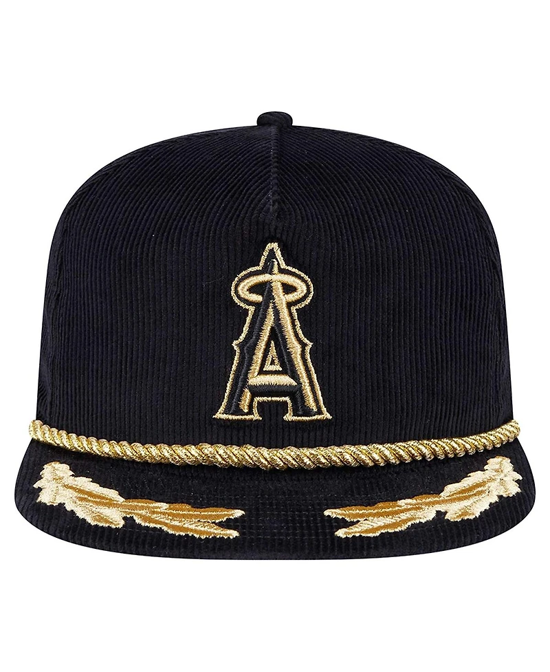 New Era Men's Black Los Angeles Angels Corduroy Filigree Golfer Adjustable Hat