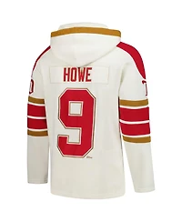'47 Brand Men's Gordie Howe Cream Detroit Red Wings Blue Line Heritage Name Number Lace-Up Pullover Hoodie