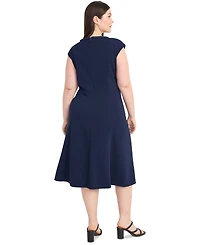 Maggy London Plus Size Chain-Trim Midi Fit & Flare Dress