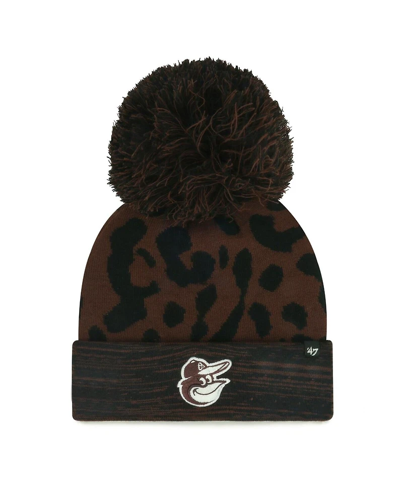 '47 Brand Women's Brown Baltimore Orioles Rosette Cuffed with Pom Knit Hat