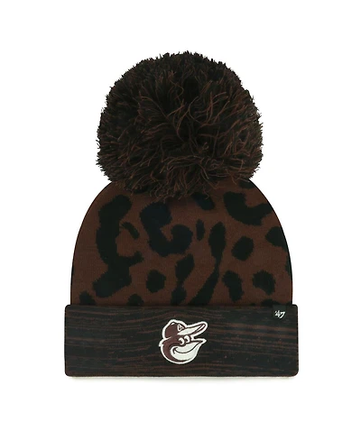 '47 Brand Women's Brown Baltimore Orioles Rosette Cuffed with Pom Knit Hat
