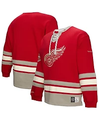 Mitchell & Ness Men's Red Detroit Wings Heritage Lace-Up Pullover Sweatshirt