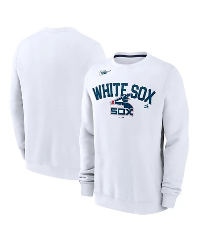 Nike Men's White Chicago Sox Cooperstown Collection Fleece Pullover Sweatshirt