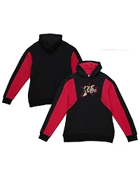 Mitchell & Ness Men's Black Philadelphia 76ers Color Block 2.0 Fleece Pullover Hoodie