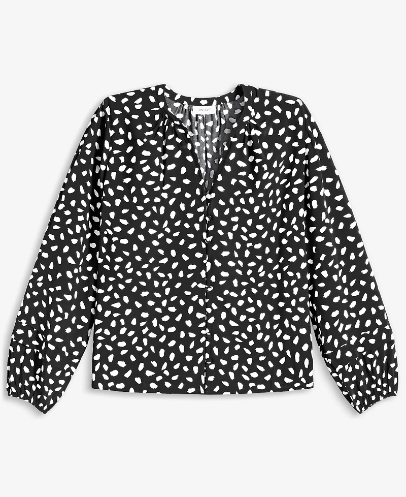 On 34th Women's Printed Pintuck Blouse, Exclusively at Macy's