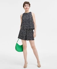 On 34th Womens Paint Dot Sleeveless Top Linen Blend Pull On Shorts Exclusively At Macys