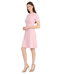 Maggy London Women's Solid Asymmetric-Neck Flared Dress