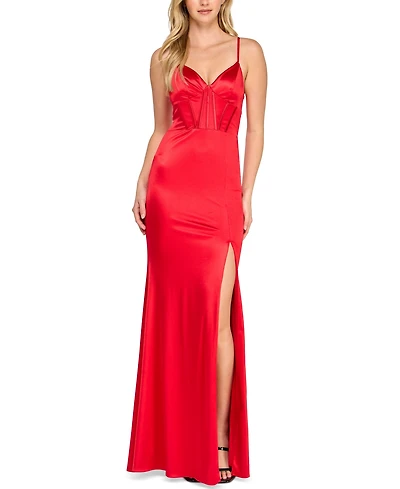 Crystal Doll Juniors' Satin Corset Gown & Gloves
