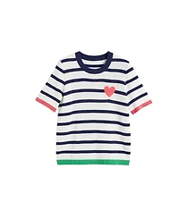 Chinti & Parker Women's Cotton Heart Breton Crochet T-Shirt