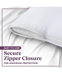 Circles Home 100% Cotton Breathable Pillow Protector with Zipper – White (2 Pack