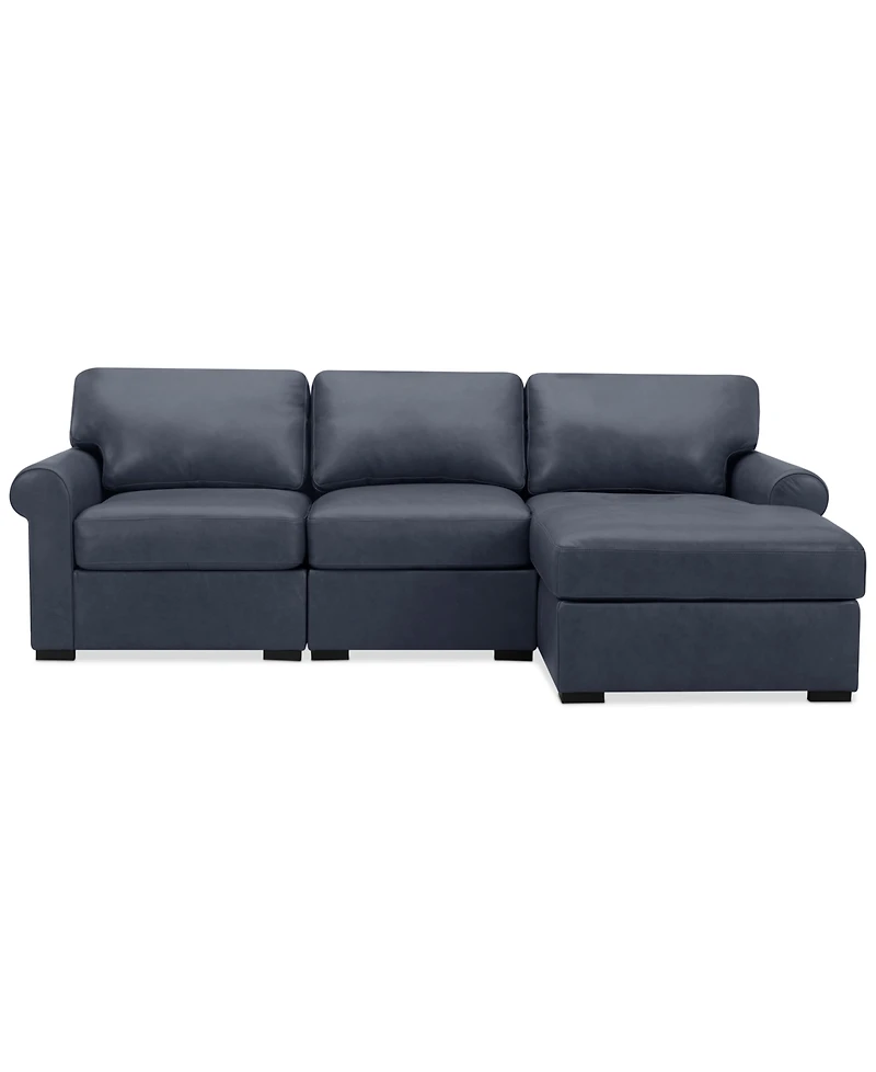 Radley Roll Arm 104" 3-Pc. Leather Sectional, Exclusively at Macy's
