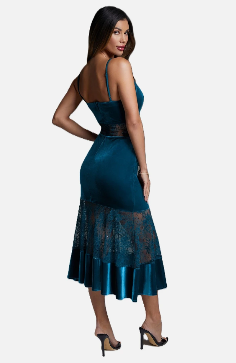 Bebe Women's Velvet Lace Midi Dress