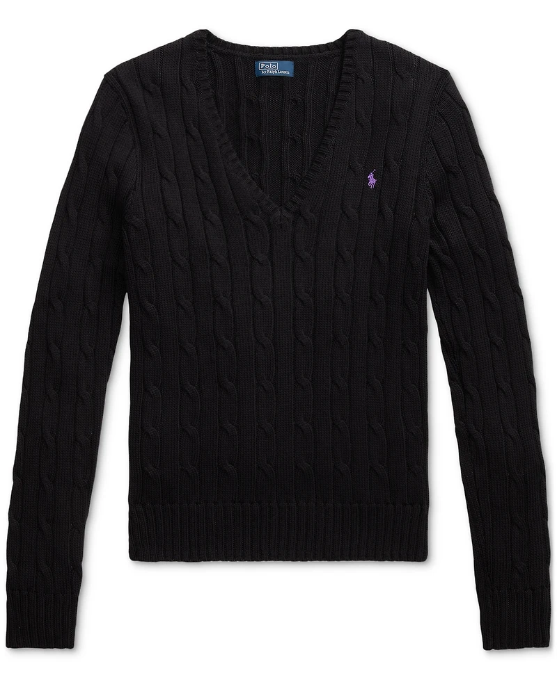 Polo Ralph Lauren Women's Cable-Knit Cotton V-Neck Sweater