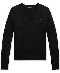 Polo Ralph Lauren Women's Cable-Knit Cotton V-Neck Sweater
