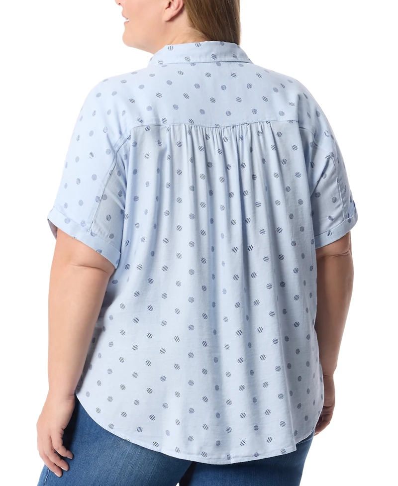 Gloria Vanderbilt Plus Daisy Printed Button-Front Shirt