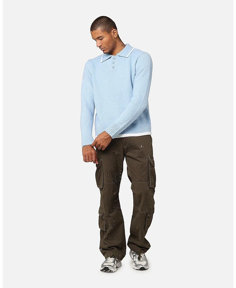 Xxiii Men's Fluffy Long Sleeve Polo Shirt