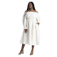 Eloquii Women's Off The Shoulder Ruffle Maxi Dress