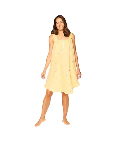 Dreams & Co. Women's Short Embroidered Nightgown