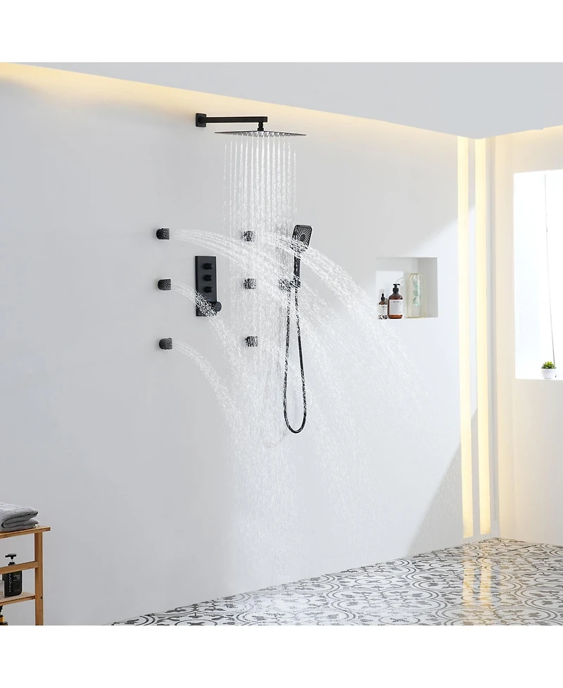 12-Inch Rainfall Shower Head with Thermostatic System - Ultimate Relaxation for Your Bathroom