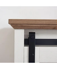 5 Drawers Dresser w/Sliding Barn Door, Farmhouse Modern Tall Chest of