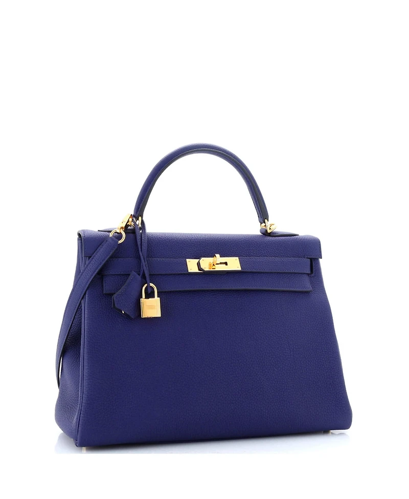 Pre-Owned Hermes Kelly Handbag Togo with Gold Hardware