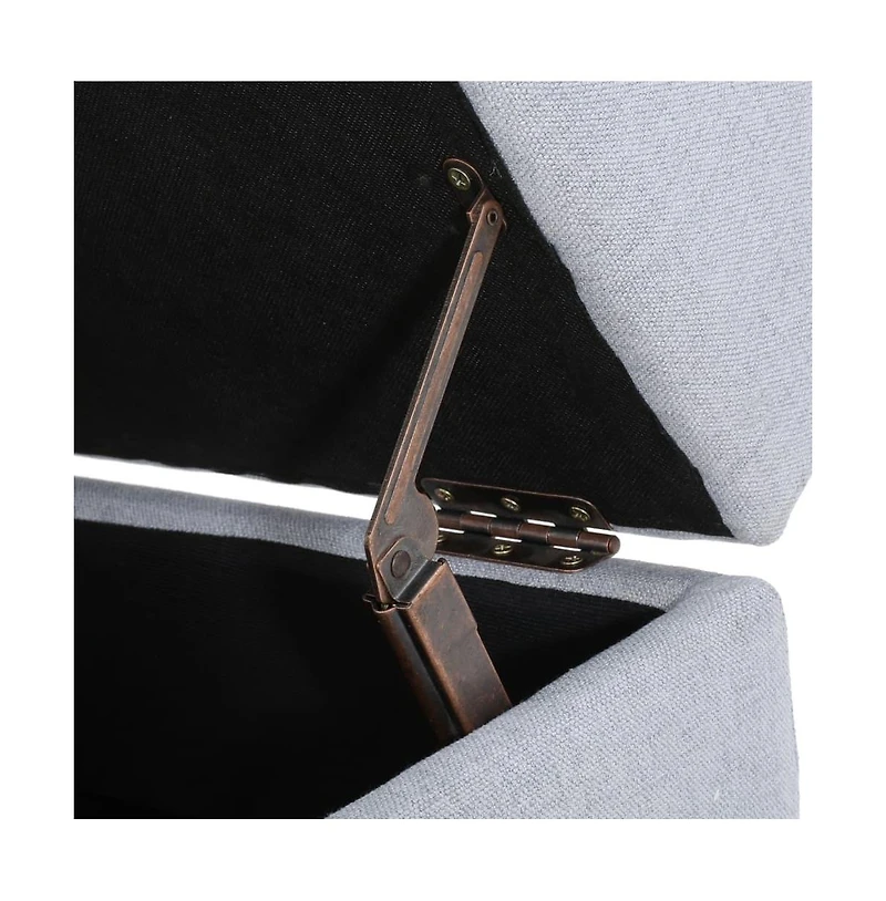 Tufted Storage Ottoman with Waffle Stitching, Upholstered Footrest Hidden Storage-The Pop Home