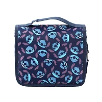 Disney Stitch Character Heads All-Over Print Blue 8.2" Folding Hanging Toiletry Kit