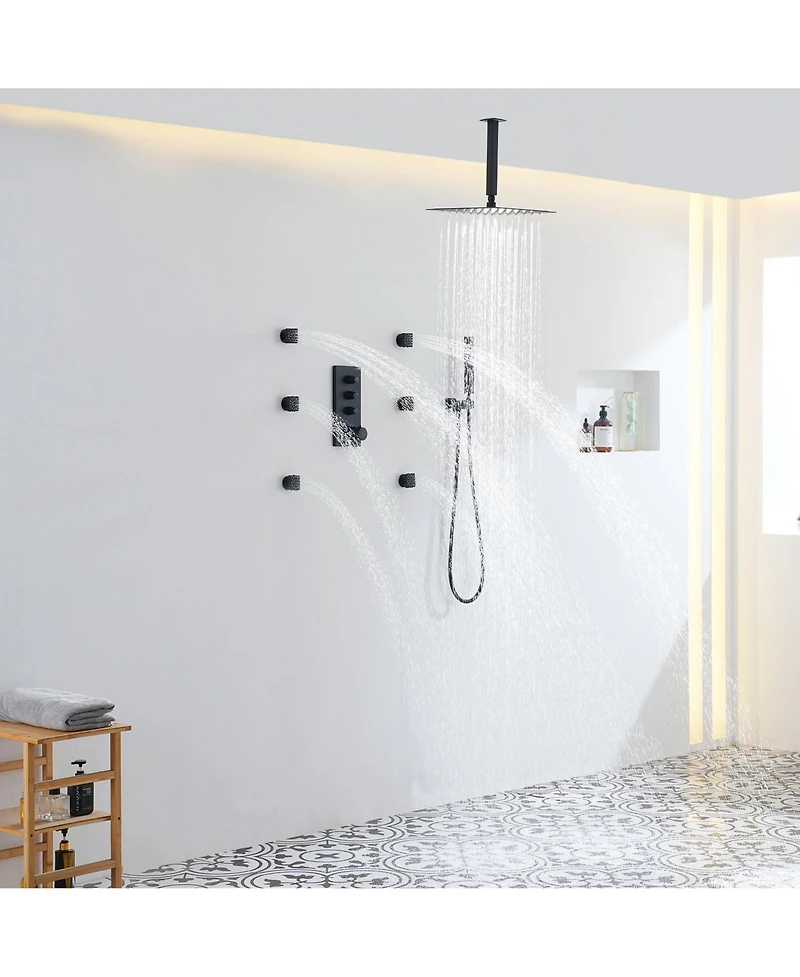12-Inch Rainfall Shower Head & Thermostatic Control - Perfect for Family Bathing Comfort