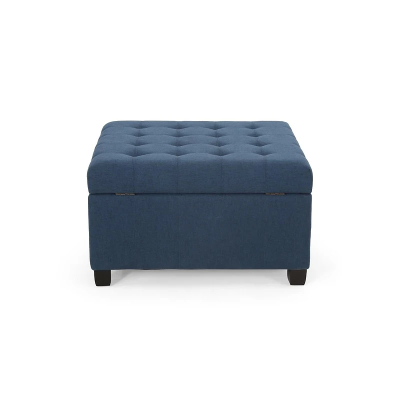 Storage Ottoman with Button-Tufted Lid, Upholstered Square Bench for Living Room, Bedroom, Entryway-The Pop Home