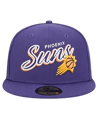 New Era Men's Purple Phoenix Suns Sport Night Script Sided 59FIFTY Fitted Hat