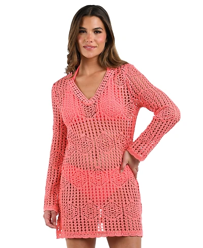 La Blanca Women's Waverly Bell-Sleeve Cover-Up Dress