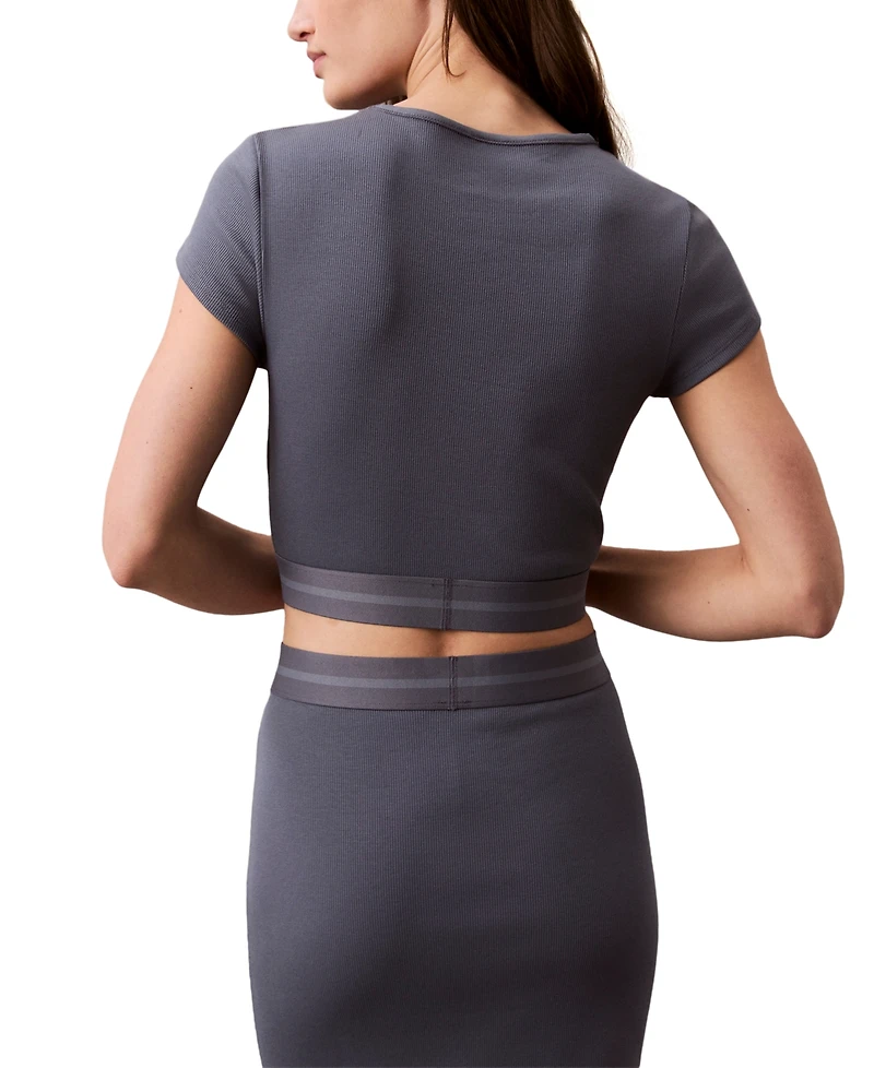 Calvin Klein Women's Ribbed Cropped Tee QS7349