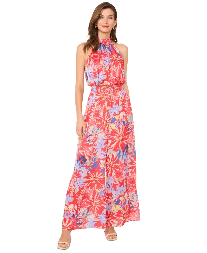 Vince Camuto Women's Printed Halter Wide-Leg Jumpsuit