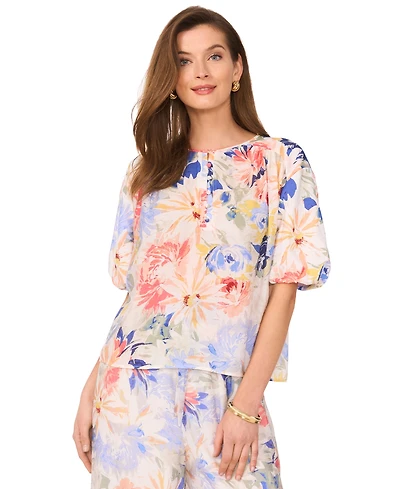 Vince Camuto Women's Floral-Print Puff-Sleeve Top