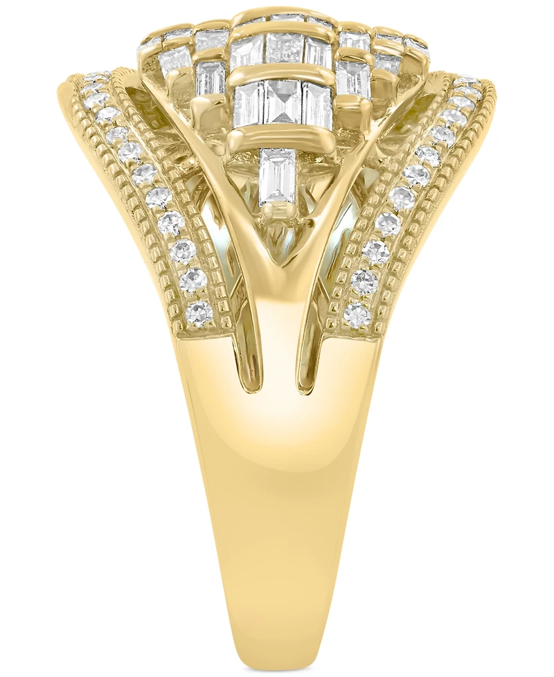 Effy Diamond Round & Baguette Curved Statement Ring (5/8 ct. t.w.) in 14k Gold