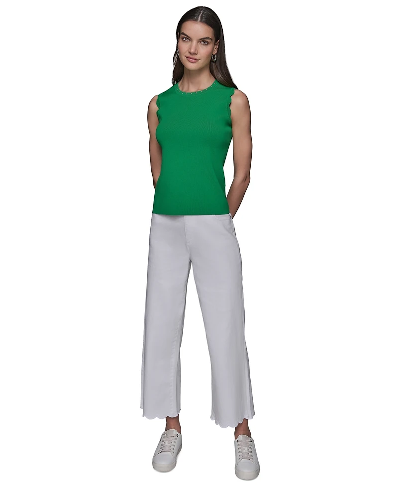 Karl Lagerfeld Paris Women's Scallop-Edge Sleeveless Sweater