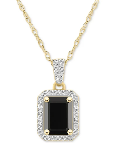 Lab Created Ruby (2 ct. t.w.) & White Sapphire (1/5 Rectangle Pendant Necklace 10k Yellow Gold