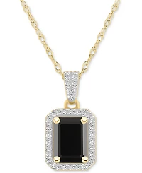 Lab Created Ruby (2 ct. t.w.) & White Sapphire (1/5 Rectangle Pendant Necklace 10k Yellow Gold