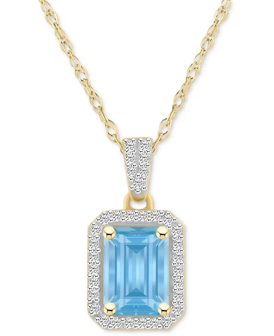 Lab Created Ruby (2 ct. t.w.) & White Sapphire (1/5 Rectangle Pendant Necklace 10k Yellow Gold