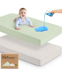 KeaBabies 2-Pack Protect+ Waterproof Crib Mattress Protector Covers, Mavy Quilted Cotton Baby Topper, Toddler Sheets