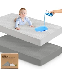 KeaBabies 2-Pack Protect+ Waterproof Crib Mattress Protector Covers, Mavy Quilted Cotton Baby Topper, Toddler Sheets