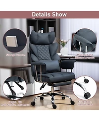 Dyhome Faux Leather Gaming Chair, Ergonomic High-Back Office Chair With Tilt and Swivel, Reclining Computer Desk for Women, Men