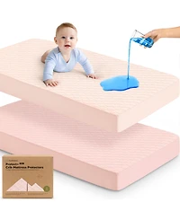 KeaBabies 2-Pack Protect+ Waterproof Crib Mattress Protector Covers, Mavy Quilted Cotton Baby Topper, Toddler Sheets