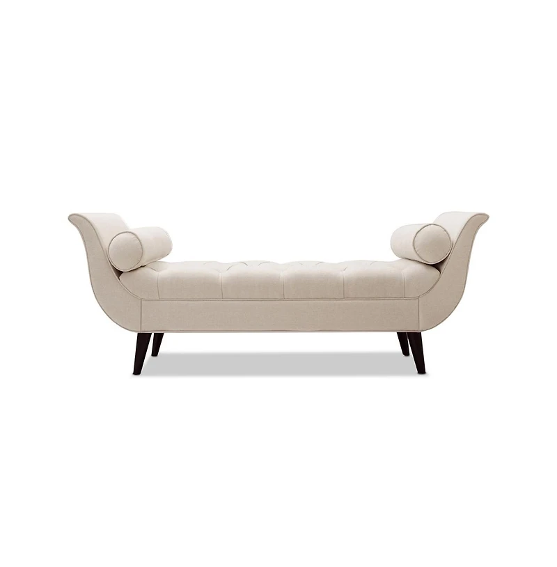64 Inch Tufted Velvet Entryway Bench, Upholstered Bedroom Bench with Bolster Pillows & Wood Legs-The Pop Home