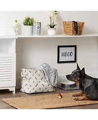 Bone Dry Collapsible Pet Storage Bin with Rope Handles Paw/Bone Print