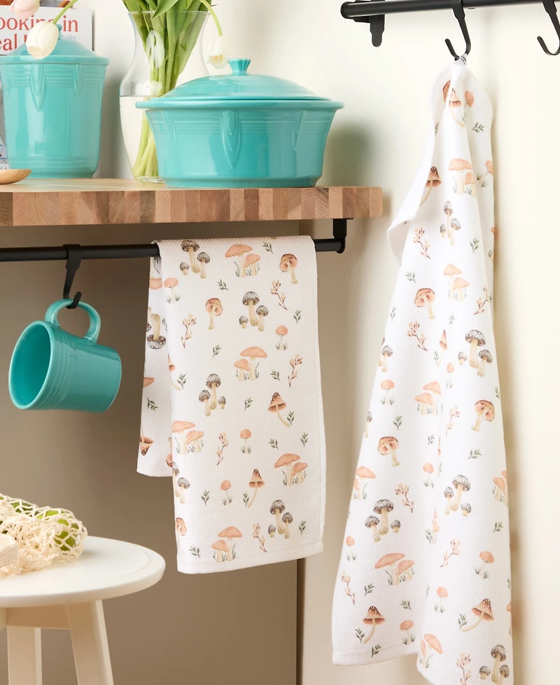 Fiesta Mushrooms Cotton Kitchen Towel Set of 2, 16" x 28"