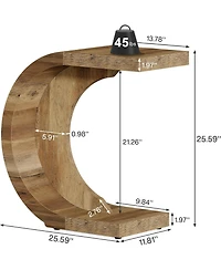 Tribesigns C-Shaped End Table, Wood Side Table for Couch Sofa Living Room Bedroom Small Space, Rustic Brown